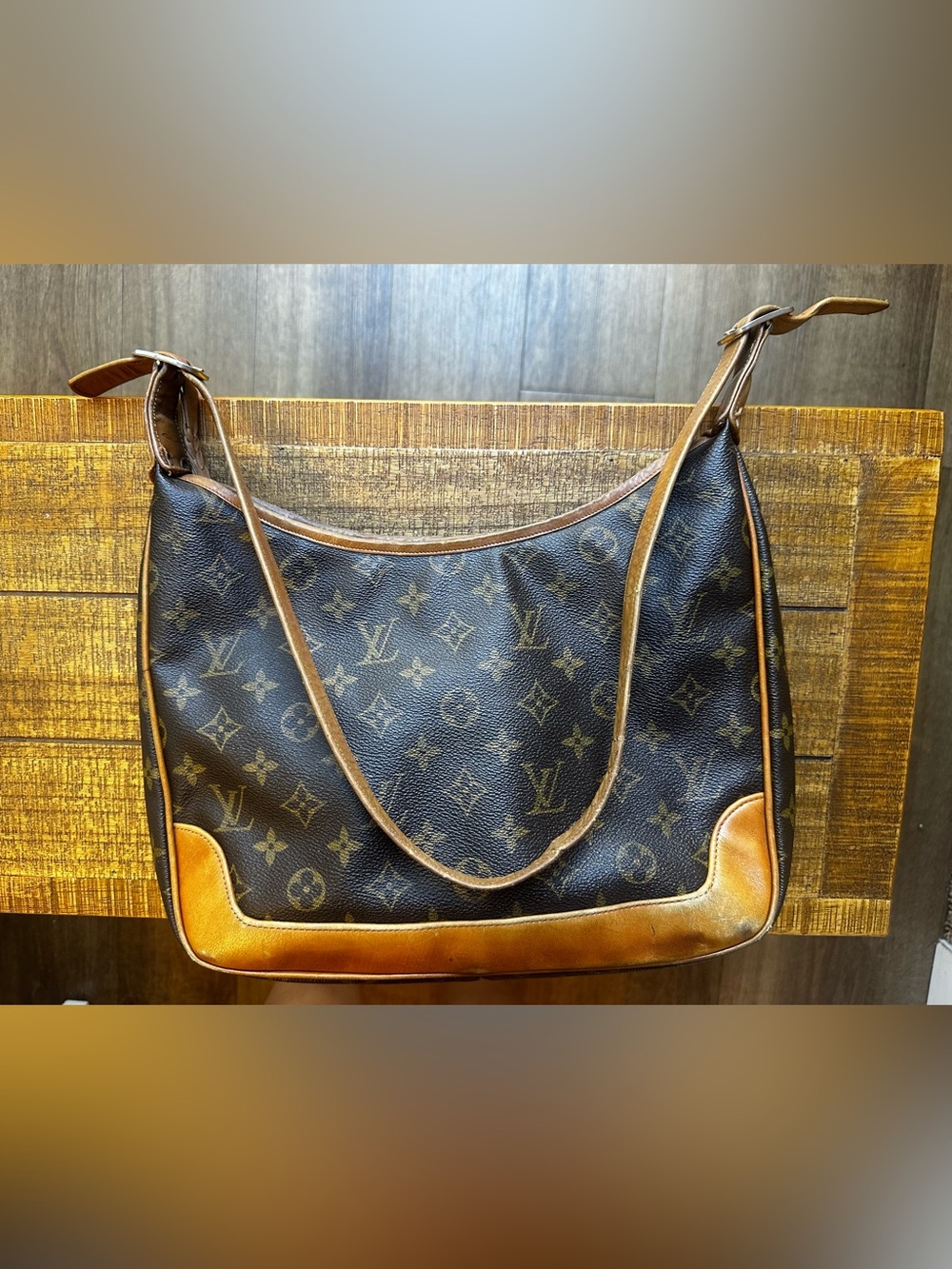 Monogram Shoulder Bag in Brown and Tan